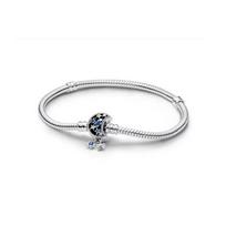 2026 New 925 Silver Blue Eyes, Pentagram, Moon Shaped Buckle Snake Chain Original Bracelet, Women's Fashionable Luxury Jewelry 16cm