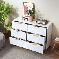 Komoda 100*34*73 cm su 6 stalčiais, balta