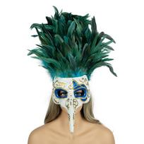 Designer Detachable Feather Headdress Mask for Carnival Samba Dance Festival Party Luxury Costume Headwear ežero mėlyna spalva