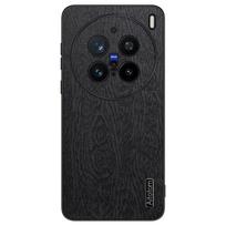 For vivo X200 Pro Tree Bark Leather Shockproof Phone Case(Black) / juoda