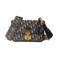 [Pre-Owned] addict Blue Canvas Monogram Embossed Crossbody Bag Shoulder Bag Clutch Gold Hardware Detachable Strap - Excellent #1231MPH ONE SIZE