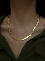 Gyvatės grandinėlės paauksuotas nerūdijančio plieno plokščias kaklo papuoalas 3mm Madingas chokeris Hip Hop Žuvies kaulo raštas Vyrams Moterims Dovanų papuoalai 47cm-gold black