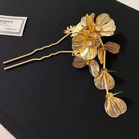 Gold Metal U Shape Hair Stick Tassel Hanfu Hairpin Retro   For Girl auksas