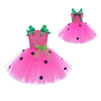 Cute Baby Ballet Tutu Strawberry Lace Princess Dress Children Girl Birthday Costume Role Play Watermelon Christmas Dress Gift 90