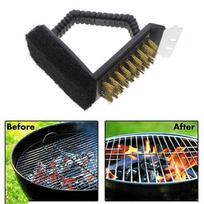 1 In 3 Bbq Picnic Barbecue Steel Wire Grill Cleaning Tool Brush Scourer Remover