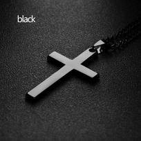 Fashion Alloy Statement Link Chain Men Necklace Stainless Steel Cross Pendant juoda