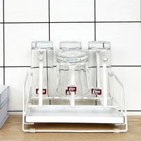 Metal Cup Drying Rack Stand with Drain Tray Mugs Cups Organizer Drying Rack Metal Drying Rack with 6 Hooks for Home balta