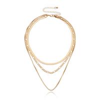 European-American Hip-Hop Geometric Multi-Layer Short Choker Necklace - Women's Fashion Street Style Punk Jewelry. auksas
