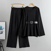 Women's Knitted Wide-Leg Pants and Sweater Set - Autumn/Winter Fashion Two-Piece Ensemble One Size juoda