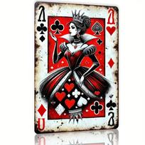 AliceQueen Metalo skardos ženklas Senoviniai kortų kaladės 2D Retro sienos menas Namų baro užeigos dekoravimui 20x30cm（7.8x11.8inch）