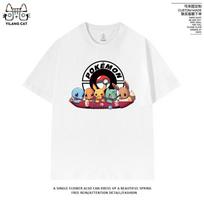 Pokemon Collaboration Tshirt Shortsleeved Summer Pikachu Upper Garment for Men and Women Pokemon Loose Pure Cotton Halfsleeve 4XL