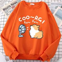 Wind Blowing Corgi Dog Fun Cute Print Cartoons Sweatshirt Men Women Crewneck Pullover Casual Japan Loose Hoodie S
