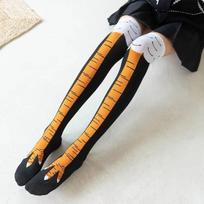 1/2 Pair Womens Knee Length Chicken Leg Socks Fun Cartoon Crazy Chicken Feet Breathable Comfortable Innovative Stockings One Size orange