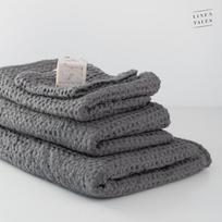Linen Tales Dark Grey Linen & Cotton Honeycomb Waffle Towel Vonios rankšluostis 70x140cm