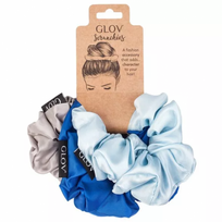 Glov Satin Scrunchie Satininės gumytės plaukams Blue 3vnt