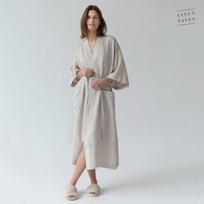 Linen Tales Melange Linen Summer Bathrobe Unisex Lininis chalatas trumpomis rankovėmis S-M