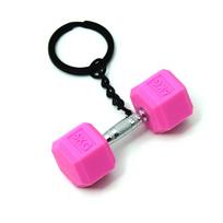 Hanging Ornament Sports Key Ring Fitness Equipment Barbell Pendant Dumbbell Keychain  School Bags rožinė
