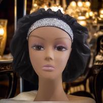 Custom Designer Industry Customize Bling Bling Hair Bonnet Satin Rhinestone Bonnet for Women Children Girls Wig mėlyna