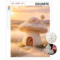 Handmade Pearl Painting Kit Whimsical Mushroom DIY Frameless 3D Bead Art Canvas Creative Leisure Home Decoration Gift 30x40cm