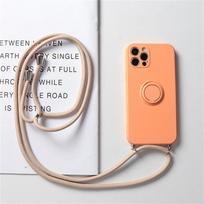 Žiedo laikiklio dirželio dėklas, skirtas iPhone 13 12 Pro Mini XS Max XR X SE 2020 7 8 Plus 11 Pro Crossbody Cord Lanyard Magnetinis TPU dangtelis For iPhone 11 oranžinė