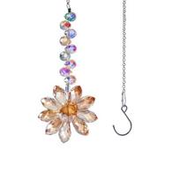 Glass Flower Suncatcher Hanging Decoration Indoor Outdoor Garden Car Rearview Mirror Rainbow Maker Floral Hanging Ornament
