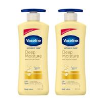 Vaseline Intensive Care Deep Moisture Kūno losjonas 400 ml X 2 vnt. pakuotė švelniai švytinčiai odai, kasdieniam naudojimui