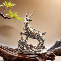 Vintage Brass Lucky Zodiac Animal Stepping Treasure Antelope Statue Desktop Home Ornament Decoration 1pc