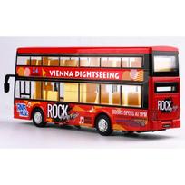 Dviaukštis Autobusas Lydinio Žaislinis Automobilio Modelis su Garsu ir Šviesa Atidaromomis Durimis B299 Vaikams red