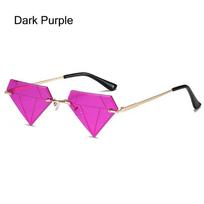 Vintage Eyeglasses Prom Diamond Shaped Triangle Sunglasses for Women Retro Shades Rimless Sun Glasses tamsiai violetine spalva