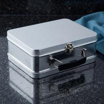 Handheld Retro Metal Lunch Box Tinplate Food Storage Container Clasp Lid Spacious Leakproof Design for Meals Snacks 20.5X15X7.5CM
