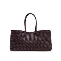 Women's Slouchy Pu Leather Woven Tote Bag Satchel Hobo Bag Woven Shopper Designer Drawstring Inner Casual Commuting Shoulder Bag kava
