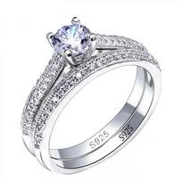 1 pair Vintage Halo 925 Silver Wedding Ring Set For Women Lady Anniversary Gift Jewelry Bulk Sell 6 balta