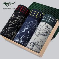 Septwolves Men's Cotton-Spandex Boxer Briefs 3-Pack M