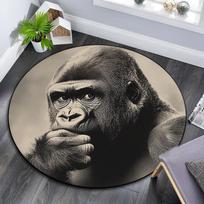 Gorilla Round Area Rug,Carpet Rug for Living Room Bedroom Sofa Playroom Decor,Non-slip Floor Mat 80cmx80cm