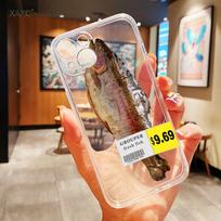Funny Salted Fish Pidan Kobe Beef Phone Case For iPhone 16 15 11 12 14 13 Pro Max Mini X XSMax XR 7 8 Plus SE4 16e Silica Covers iPhone XR