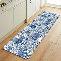 Modern Blue Ceramic Tile Kitchen Floor Mat Decor Kitchen Corridor Balcony Rug Laundry Room Mat Bathroom Anti-slip Doormat Decor 40cm x 60cm