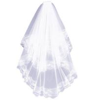 White Bridal Veil Two Layers Lace Women Lightweight All Match Veil with Comb Hair Accessories balta