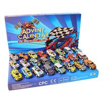 Advent Christmas Calendar Alloy Regenerative Racing Car Toys 24 Days Countdown Calendar Digital Racing Vehicles Xmas Gift Kids