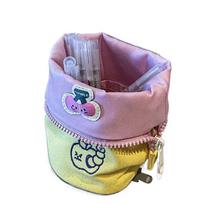 Worm Cartoon Pen Case Fruit Makeup Brush Holder Sweet Canvas Pen Bag  Travel Bag geltona