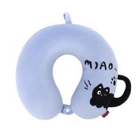 Cartoon Cat Memory Foam Ushaped Travel Neck Pillow For Kids And Adults tamsiai mėlyna spalva