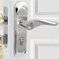 Modern Solid Room Door Handle with Mute Lock Simple Interior Design for Hotel Bedrooms (as the picture,Stainless Steel)
