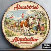 1pc Vintage Almdudler Limonade Tin Sign 8x8in Retro Metal Plaque German Almabtrieb Wall Decor Kitchen Bar Cafe (Multicolor,TYA-1084446-20x20) įvairiaspalvis
