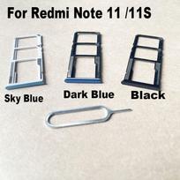 New Sim Card Tray For Xiaomi Redmi Note 11 11S Slot Holder Socket Adapter Connector Repair Parts Replacement Note 11Black