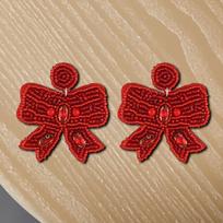 Beaded Earrings for Christmas And Year Celebrations Bow