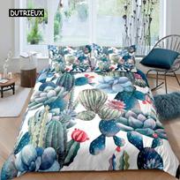 Succulents Duvet Cover Set Green Plant Tropical Botanical Bedding Set Watercolor Painting Stylish Nature Theme Twin Quilt Cover EU single(135x200cm)