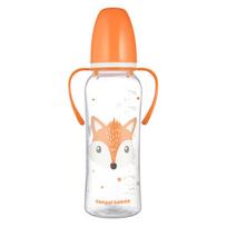 CANPOL Standartinis buteliukas su rankenėlėmis 250ml CUTE ANIMALS oranžinis