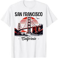 Aukso vartų tiltas San Franciskas Kalifornija JAV Aukso vartų marškinėliai(1) S balta