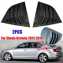 For Skoda Octavia MK3 2013- Car Rear Window Louver Shutter Cover Side Vent Blinds Trim Sticker ABS Exterior Accessories matinė juoda spalva