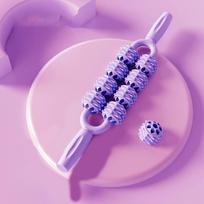 Multifunction Roller Ball Massage Stick Anti Cellulite Fascia Stick Yoga Massage Stick  Arms 8 roller-purple