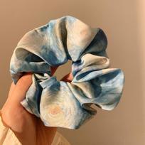 1PC Quiet Starry Sky Blue~ Ink Painting Wind Blue Large Intestine Hair Band Women's Premium Sense New Chinese Hair Rope Headrope Hair Accessories
